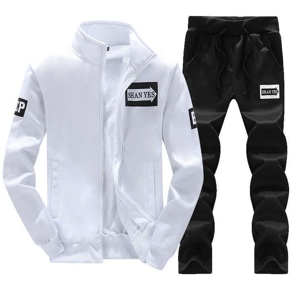 

suit leisure sports tracksuits in spring autumn men's clothes trousers are matched with a set of handsome and mature coat., Gray