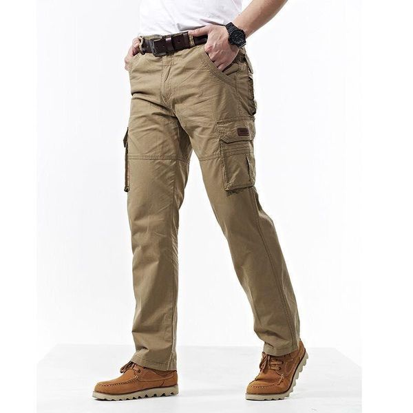 

men's pants spring pure cotton cargo tactical breathable casual army military slim fit jogger combat outdoors straight trousers, Black