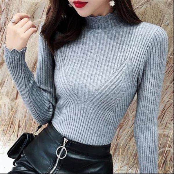 

women sweaters spring winter style knitted sweater pullovers lady casual slim turtleneck long sleeve zz0033, White;black
