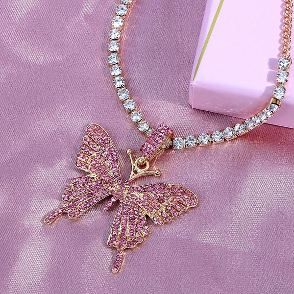 

caraquet bling crystal tennis chain big butterfly anklet for women fashion butterfly charm anklet foot chain rhinestone jewelry, Red;blue