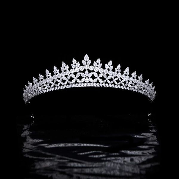 

hair clips & barrettes forest series micro-inlaid zircon bridal wedding crown headband leaf tiaras jewelry accessories hq0409, Golden;silver