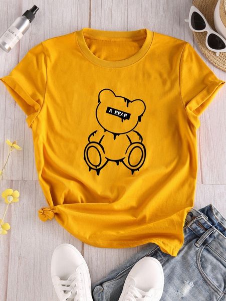 

cartoon & letter graphic tee v0zg#, White