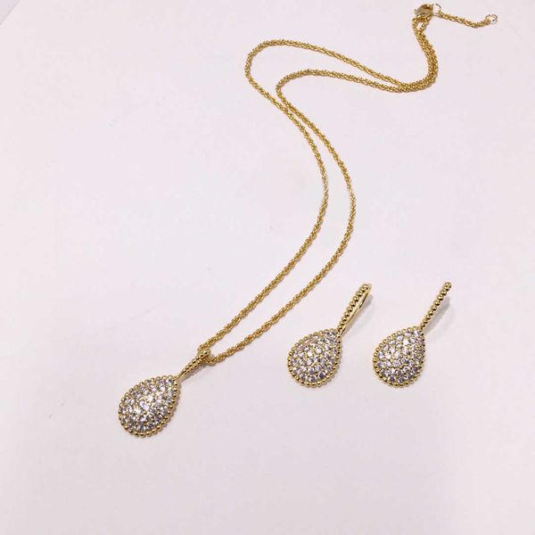 

2020 brand pure sterling 925 silver jewelry for women water drop earrings necklace jewelry set full crystal luxury quality, Black