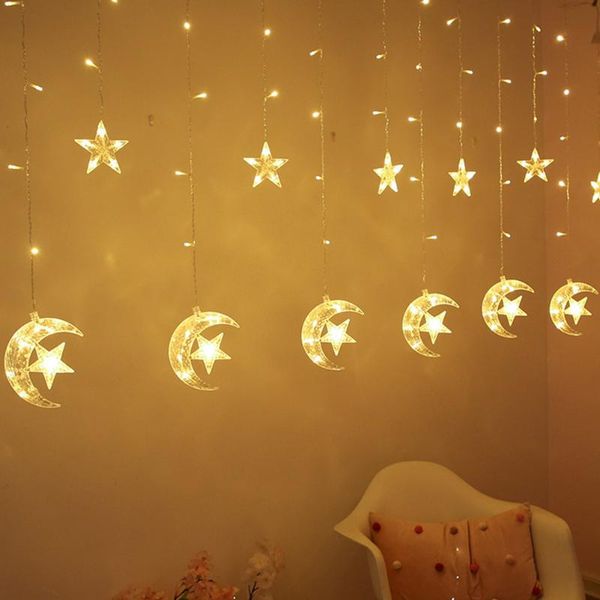 

strings christmas lights led curtain light garland star moon decor for home 220v fairy outdoor/indoor festival string