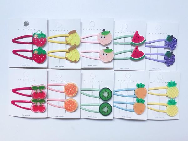 

hair accessories boutique 10sets fashion cute acrylic fruits snap clips peach pineapple strawberry watermelon cherry barrettes princess head, Slivery;white