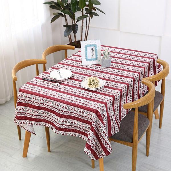

christmas red wine tablecloth cotton restaurant home party decorations for kitchen picnic mat on the table round gift cloth
