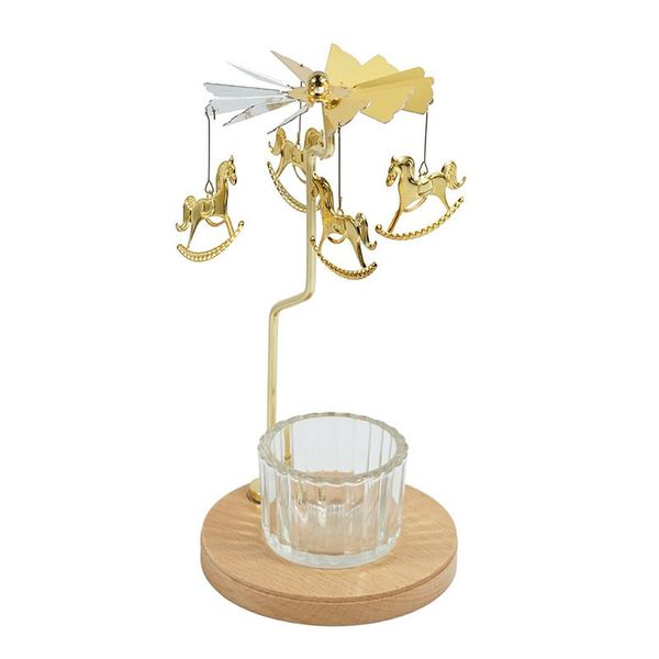 

candle holders merry go round candlestick set candlelight dinner lantern alloy wood base decoration