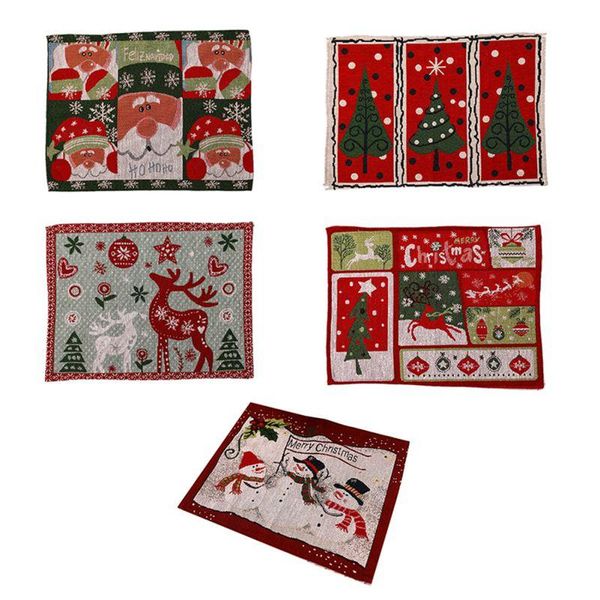 

christmas decorations red tree kitchen placemat dining table mats cotton linen pad bowl cup mat home decor 47*33cm
