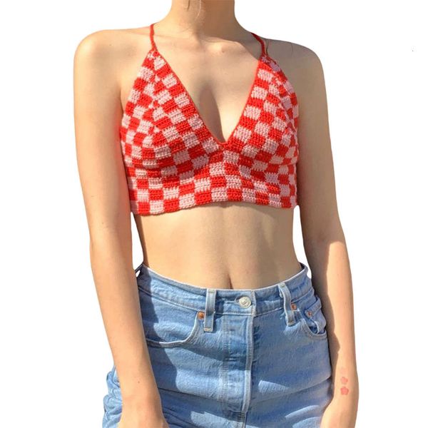 

summer girls' swimsuit bikini red check lace up beach resort, White;black