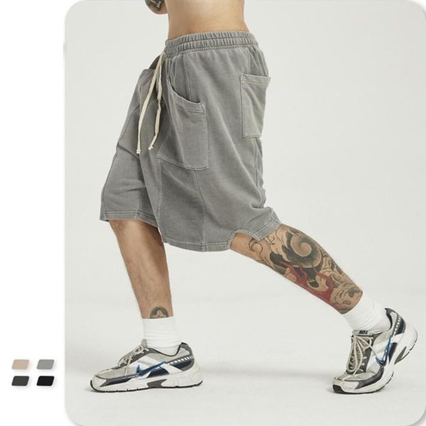 

men casual shorts vintage wash sports beach pants street men's, White;black