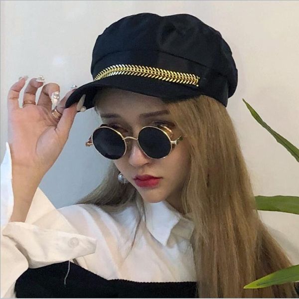 

berets spring and summer military hats for fashion female boina women's baseball cap vintage satin flat beret lady gorros, Blue;gray