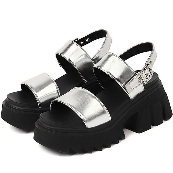 

sandals rasmeup platform casual women gladiator summer shoes 2021 brand designer woman wedges high heel ladies silver sandal, Black