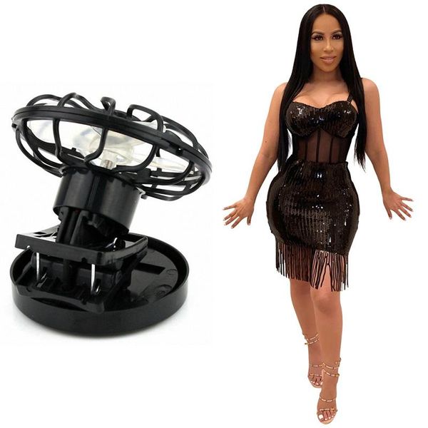

clip-on solar cell fan with sequin strap sleeveless high waist party night club street bandage dresses black xl electric fans