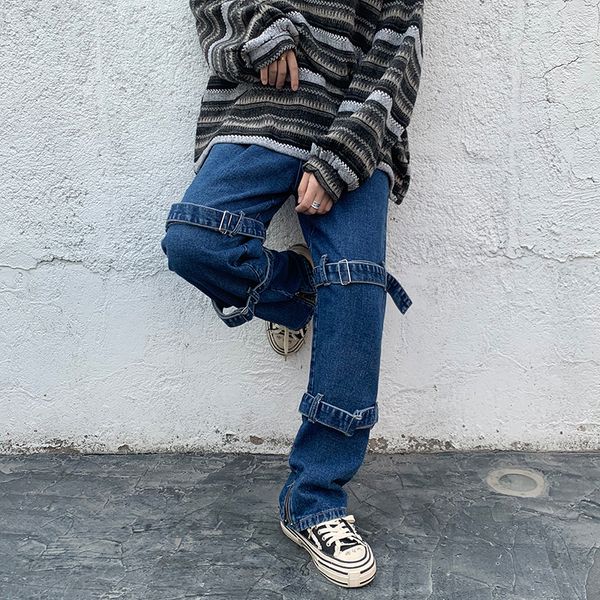 

mens jeans new spring chic straight jean pants men loose casual pants homme wide leg jeans denim trousers black/blue s-5xl