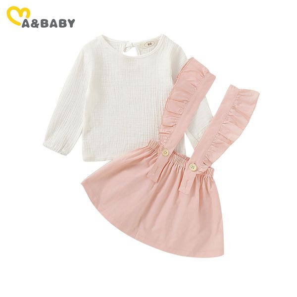 

1-6y toddler baby kid girls clothes set autumn long sleeve soft t shirt + skirts outfits children costumes 210515, White