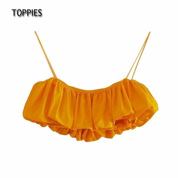 Sommer-Röhrenoberteile, orangefarbenes Leibchen für Damen, sexy, verkürzter Urlaub, Strand 210421