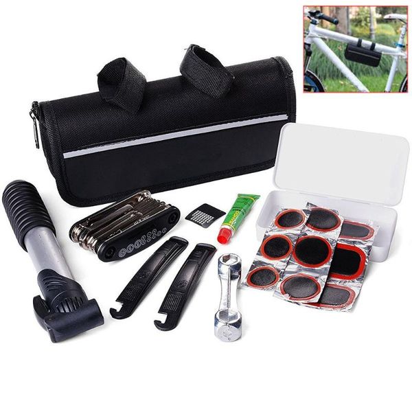 

tools bike bicycle cycling 16in1 multi-function tool repair kit set with pump & bag durable and full bisiklet aksesuar