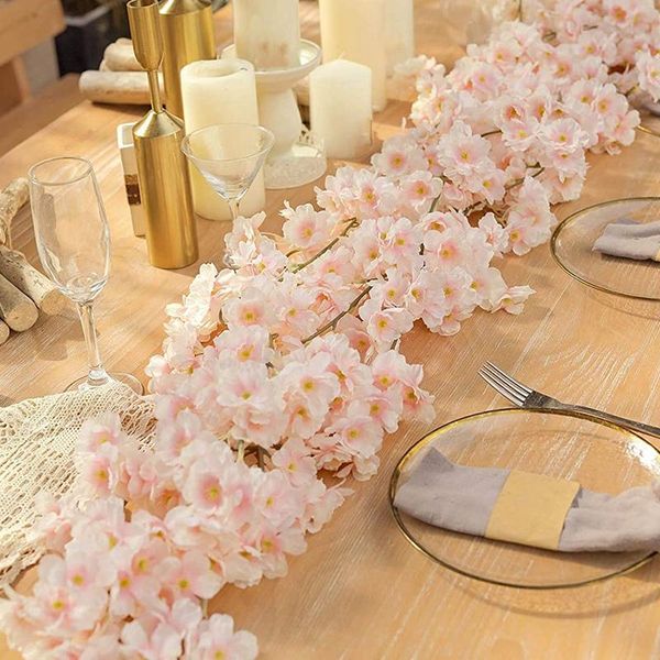 

decorative flowers & wreaths artificial cherry blossom garland hanging vine silk wedding party decor