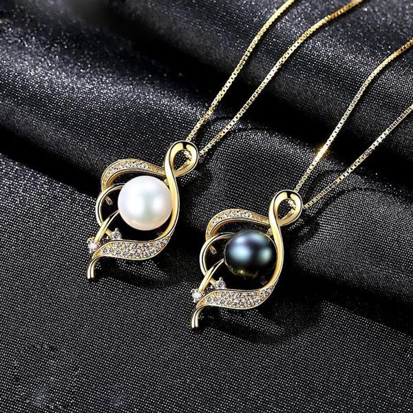 

pendant necklaces [meibapj]real freshwater pearl simple personality gold necklace 925 solid silver fine jewelry for women