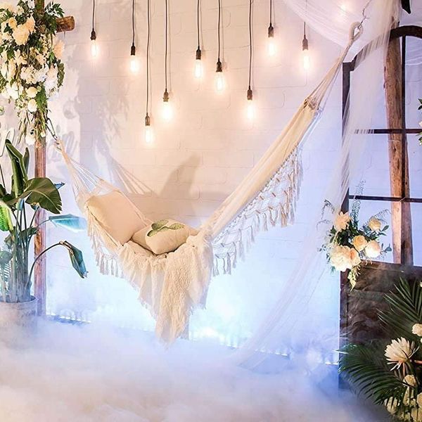 

camp furniture multifunctional portable foldable tassel single hammocks for home garden laying