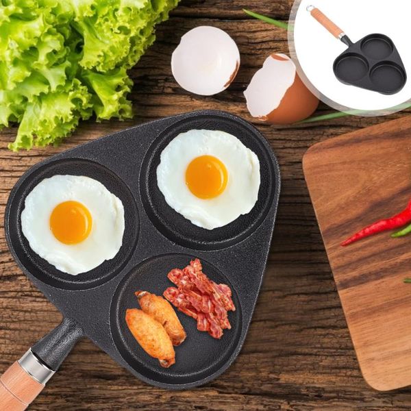 

pans 1pc kitchen hamburg making mould three-hole fried egg pan cooking tool