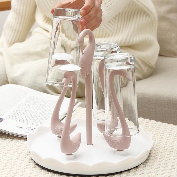 

hooks & rails home creative swan drain cup holder kitchen rotating glass living room simple multifunctional beer storage rack