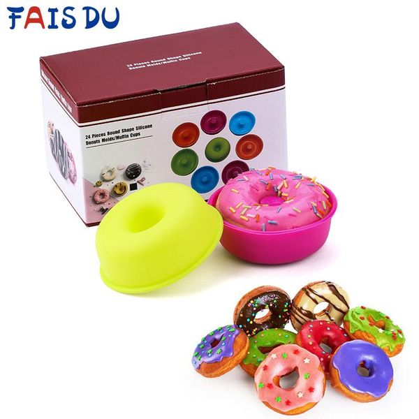 

baking moulds 12/24/36pcs silicone donut chiffon muffin cake pastry molds non-stick reusable for confectionery and accessories
