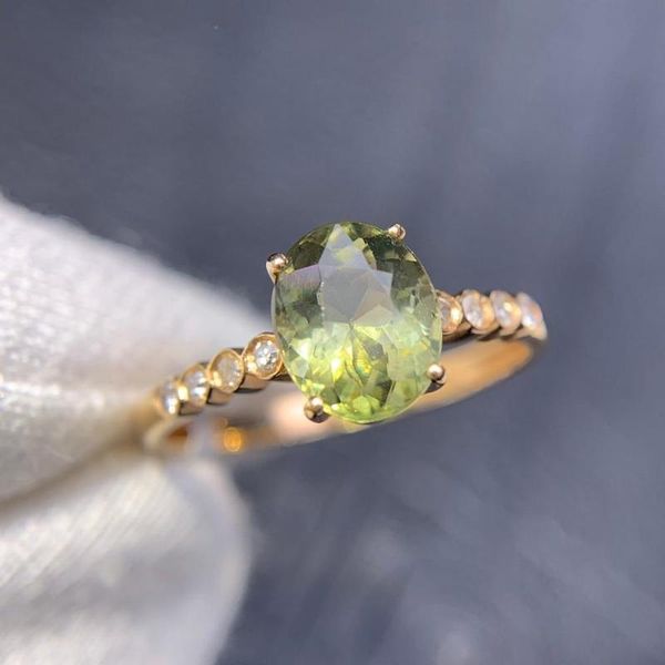 

cluster rings y415 green tourmaline ring 18k gold au750 100% natural 1.45ct gemstone female for women fine, Golden;silver