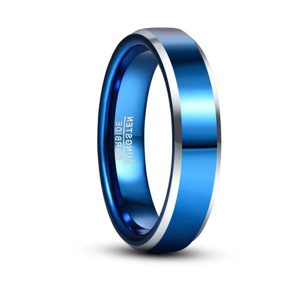 

cluster rings fashion electroplating blue chamfered silver color men tungsten high polish engagement bijoux de luxe, Golden;silver
