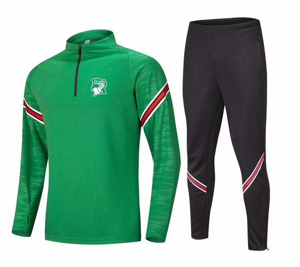 21-22 Traje para deporte y ocio para hombre de Costa de Marfil, sudadera de manga larga con semicremallera, traje de entrenamiento para deportes al aire libre, talla M-4XL