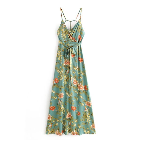 

vintage chic floral print maxi dress with sashes stylish women elegant strap long dresses casual holiday vestidos mujer 210520, Black;gray