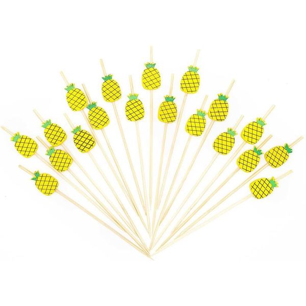 

200pcs cocktail picks bamboo pick buffet pineapple cupcake fruit fork dessert salad stick skewer for party decor forks