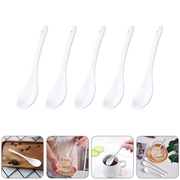 

spoons 20pcs pure white porcelain kitchen bone ceramic tea coffee dessert ice cream spoon home flatware mixing