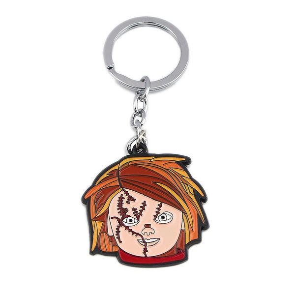 

keychains k531 horror movie child's play keychain keys ring gift for movies fans pendant key holder car rings halloween jewelry 1pcs, Silver