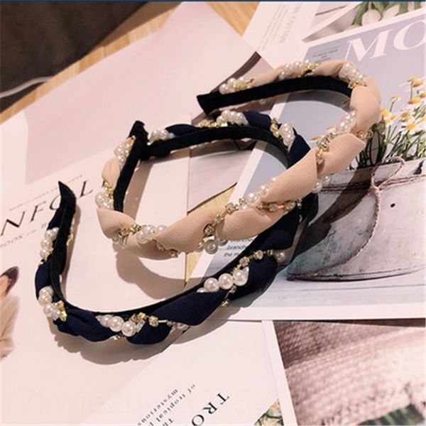 

tfce korean net red with pearl braid exquisite shining with drill bandaccessories hairband hairpin high-end boutique headband pressure head, Silver