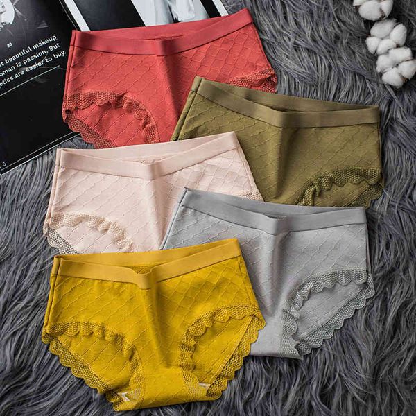 

underwear cotton student lace traceless pure color sweet briefs girl middle waist, Black;pink