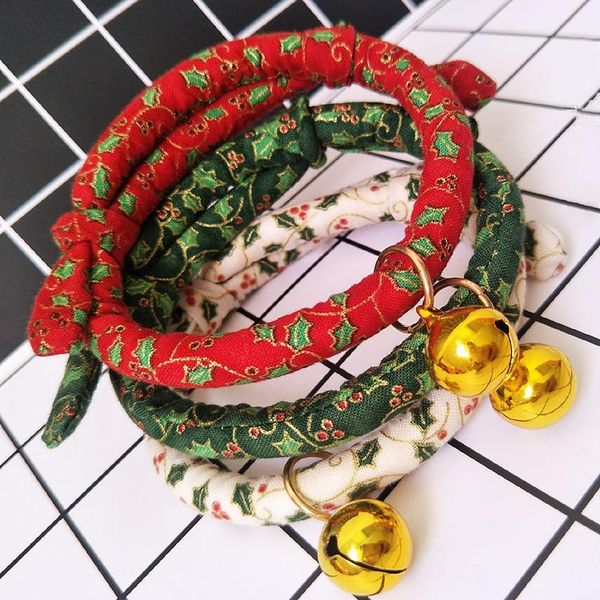 

christmas adjustable dog collar pet cat decorative handmade with bell xmas gromming decoration accessories collars & leashes