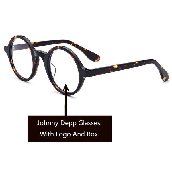 

brand johnny depp glasses men women computer goggles fashion round transparent optical eyeglasses frame acetate vintage style sunglasses fra, Black