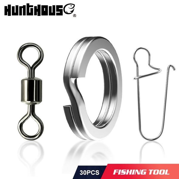 

hunthouse fishing tool american swivel ring 30pcs double circle connector ball bearing snap rolling stainless steel bead hooks