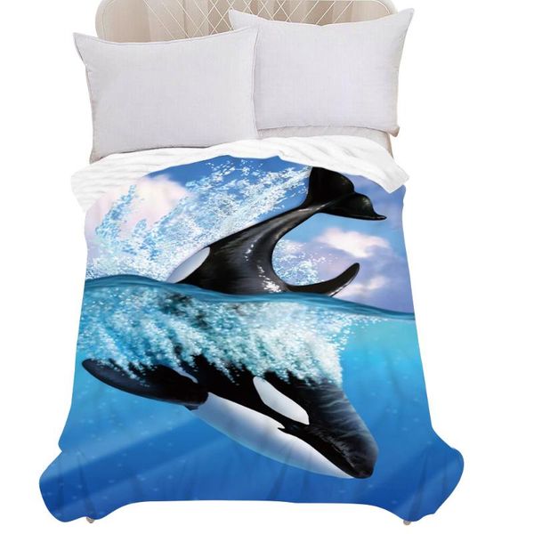 

blankets underwater animal whale dolphin 3d print velvet home sofa sherpa blanket for beds warm fleece camping quilt