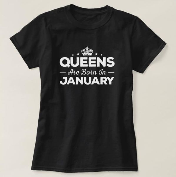 

women's t-shirt queens are in jenuary birthday women t shirt fashion graphic aesthetic cotton girls clothing o neck short sleeve te, White