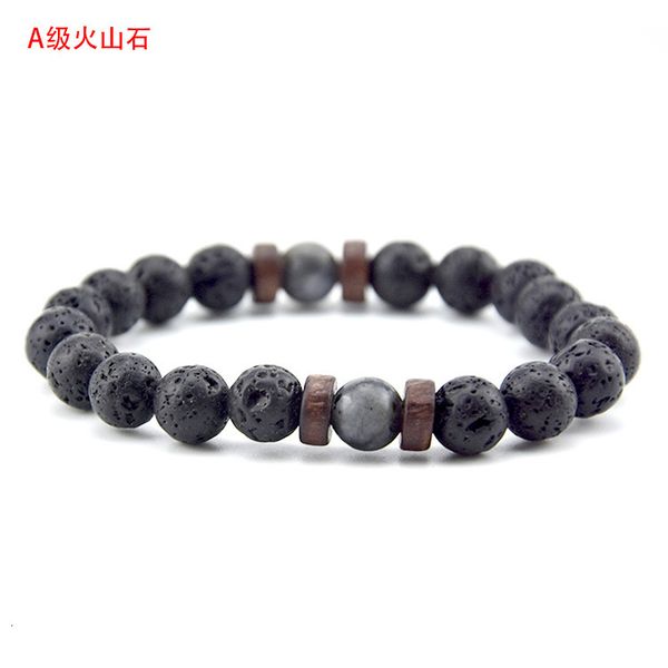 

bracelet 8mm volcanic stone wooden bead for men and women, Golden;silver