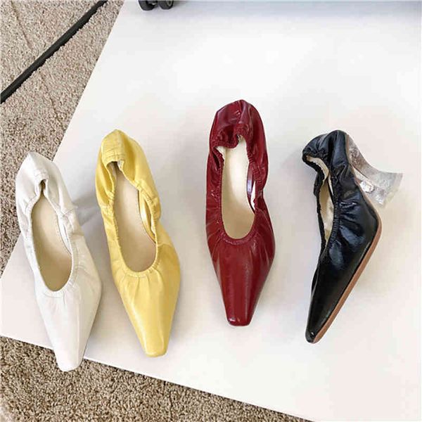 

fashion women pumps square toe shallow slip on mules shoes clear high heels thick clear heels fashion party pumps size 35-39 210513, Black