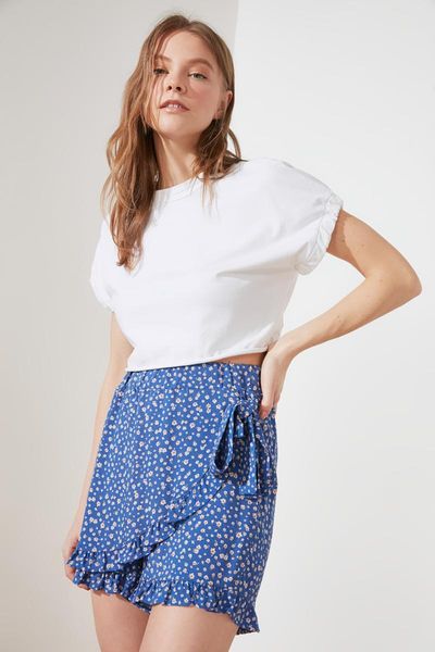 

women's shorts blue frilly clothing - turkish fashion women female, White;black