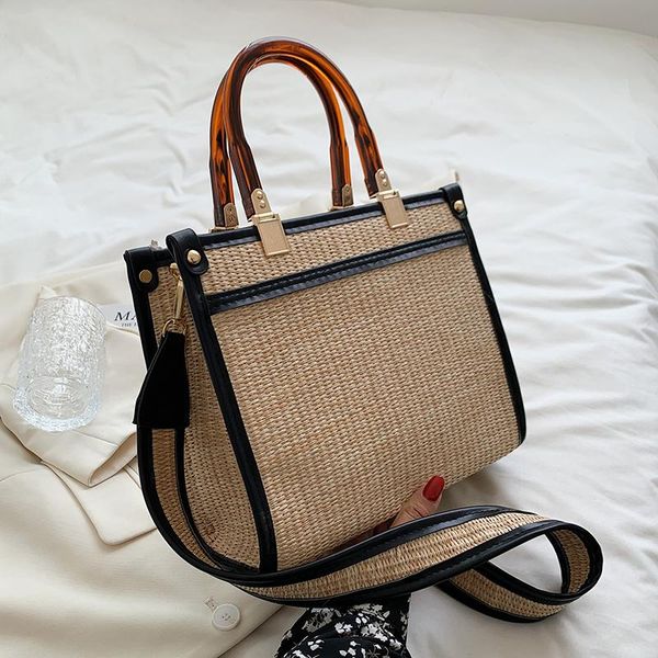 

evening bags small rattan straw crossbody with short handle for women 2021 summer fashion trends purses and handbags beach tote