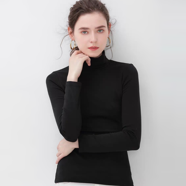 

women's t-shirt slim white gothic black fall winter skinny elastic long sleeve t shirt high street work basic fleece thick thermal tee