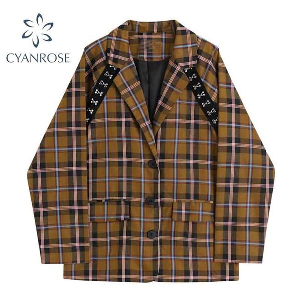 

korean style vintage blazer coat women single breasted streetwear jacket spring retro irregular spliced design outerwear 210515, Black