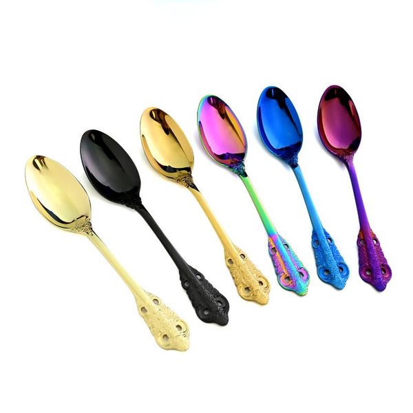

flatware sets 1pcs colorful dinner fork stainless steel dinnerware cake cutlery fruit salad spoon dessert set