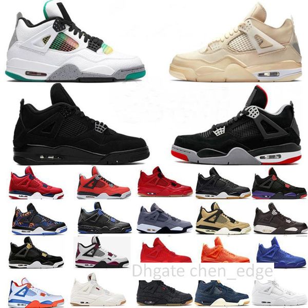 

4 4s jumpman men basketball shoes metallic purple red green bred ovo splatter black cat mens sports sneakers size 40-47