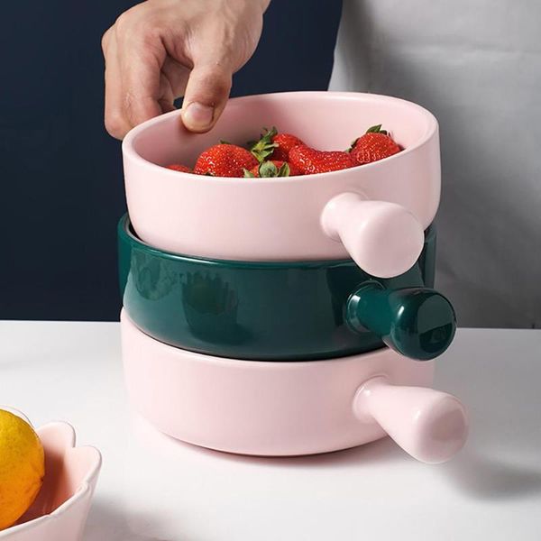 

household ceramic instant noodle bowls with handle creative breakfast bowl fruit salad kitchen tableware
